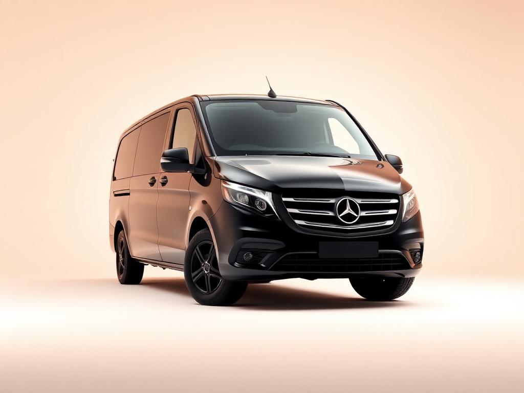 Schwarze Mercedes V-Klasse Van für Gruppentransfers zum Flughafen Wien